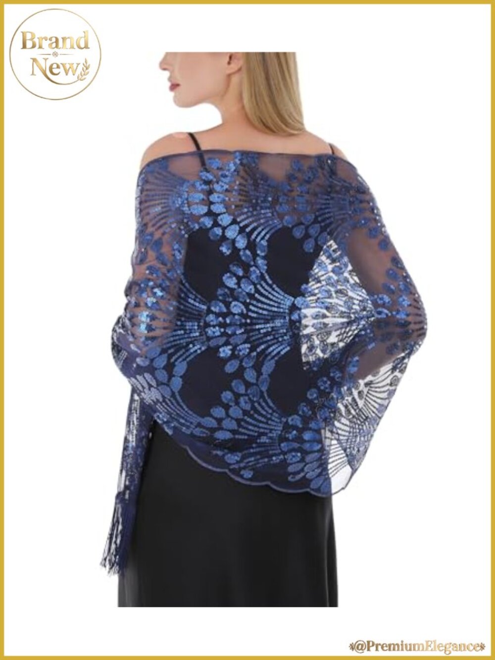 Chiffon Sequin Lace Shawl Wrap Formal Evening Fringe One Size